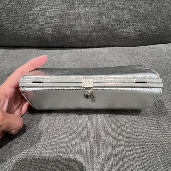 Silver Evening Bag Handbag Clutch Chain - Picture 5 of 9